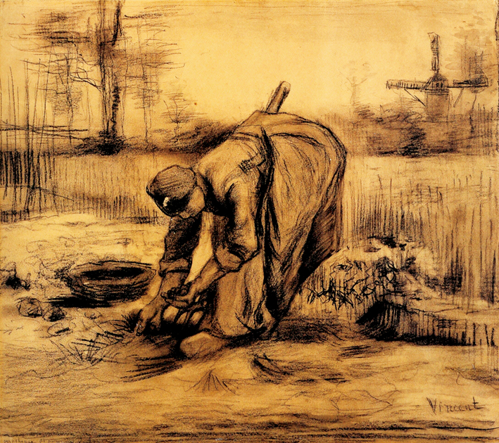  文森特·威廉·梵高  Vincent Willen Van Gogh —— 收土豆的妇女 (2)